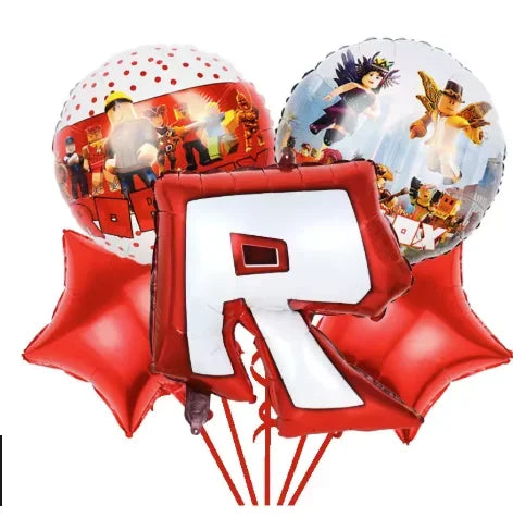 Roblox Foil Latex Balloons Happy Birthday Party Decoration Game Set Tableware Tablecloth Cake Topper Backdrop Toy Party Suppl