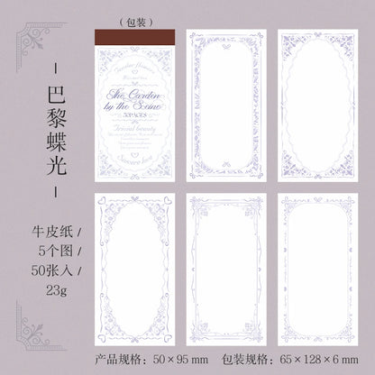 50sheets The Garden By The Seine Vintage Flower Border Memo Pad Creative DIY Journal Material Collage Stationery Note - f
