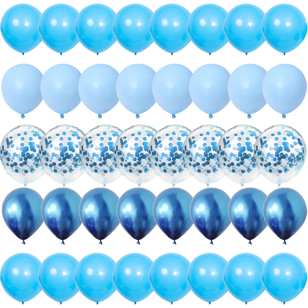 40Pieces Blue Set Balloons Metal Latex Confetti Balloon Wedding Valentine's Day Globos Baby Shower Birthday Party Decorations