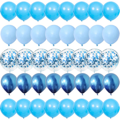 40Pieces Blue Set Balloons Metal Latex Confetti Balloon Wedding Valentine's Day Globos Baby Shower Birthday Party Decorations