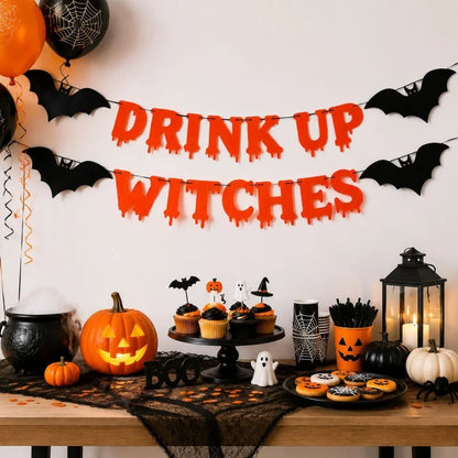 Halloween Felt Banner Garland Assorted Styles Hanging Bunting Flags for Party Home Wall Fireplace Mantel Decoration Supplies 