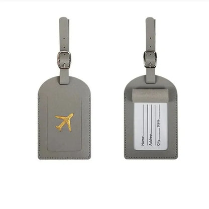 Stamped Leather Business Luggage Tag Suitcase Address Label Luggage Boarding Case Label Name ID Address Clip Travel Accessori