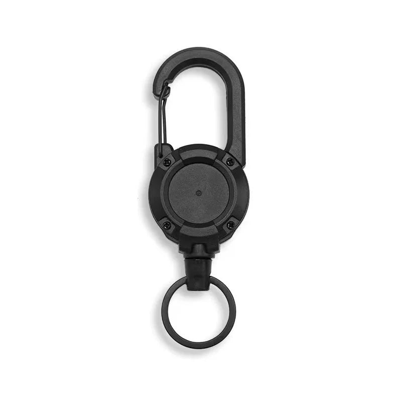 Retractable Heavy Duty Pull Reel Carabiner Strong Steel Wire Rope Buckle Spring Key Ring Outdoor Sporty attachment Keychain T