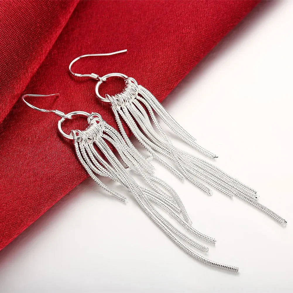 925 Sterling Silver Earrings Simple Round Circle Hoop Earrings For Woman Fashion Wedding Engagement Charm Jewelry - orange