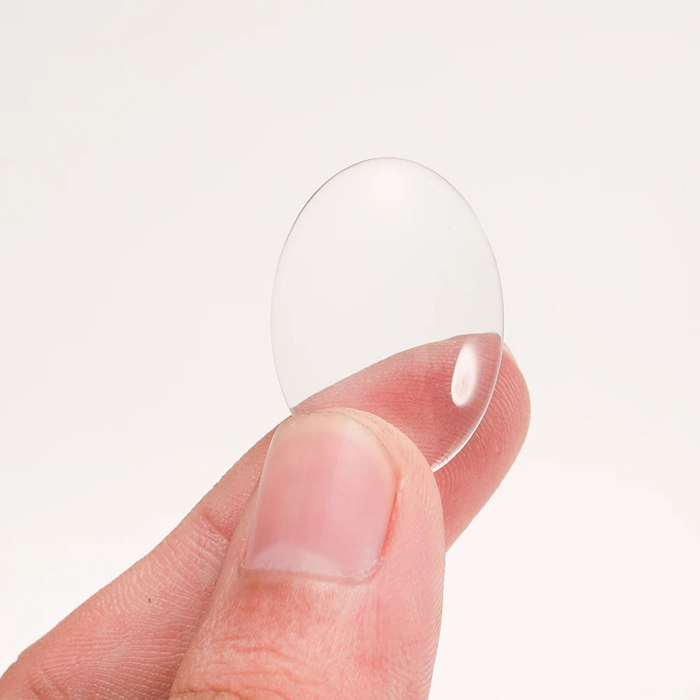 5-50pcs/lot Size 10-50mm Oval Glass Cabochon Cameo Transparent Clear Flat Back Crystal Cabochon For Jewelry Making Accessorie