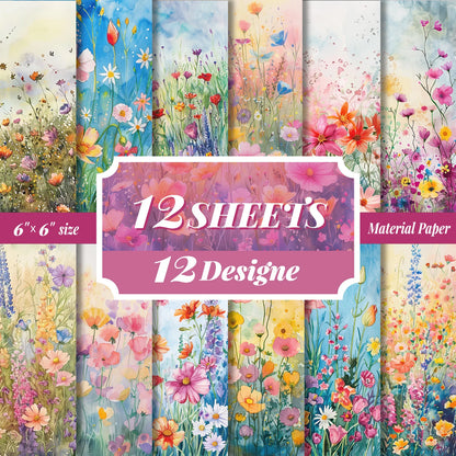 12 Sheet Scrapbooking Paper 15x15cm, Christmas Journal Planner Paper Pad Cardstock Backgrounds Card for DIY Art Craft Decorat