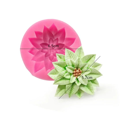 3D Holly Leaf Silicone Mold Cake Baking Christmas Decoration Chocolate Soap Red Fruit Flower Fondant Mould Kitchen Baking Too