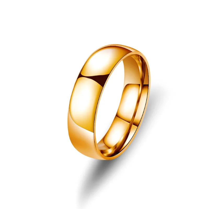 Simple 6mm Titanium Ring Women Men Prevent Allergy High Polished Wedding Rings Stainless Steel Couple Finger Jewelry Gifts - 
