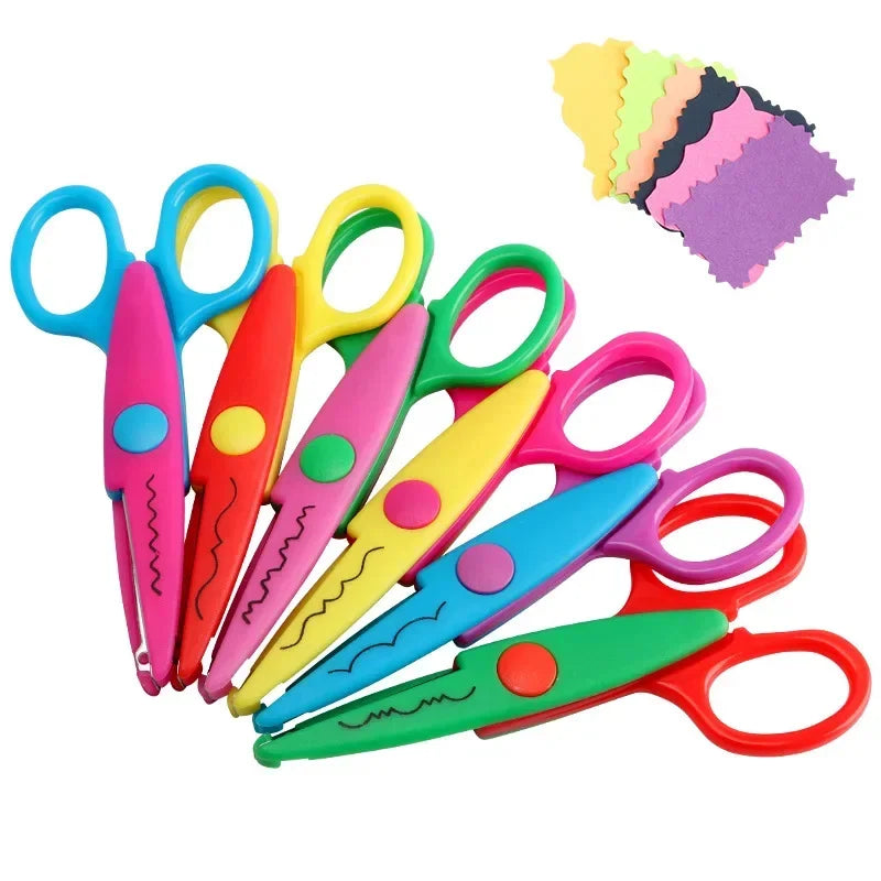 6pcs/Set Scissors Wavy Pattern Paper Cutter DIY Handmade Tools Paper Craft Kawaii Card Photo Scissors Kids Gifts Office Suppl