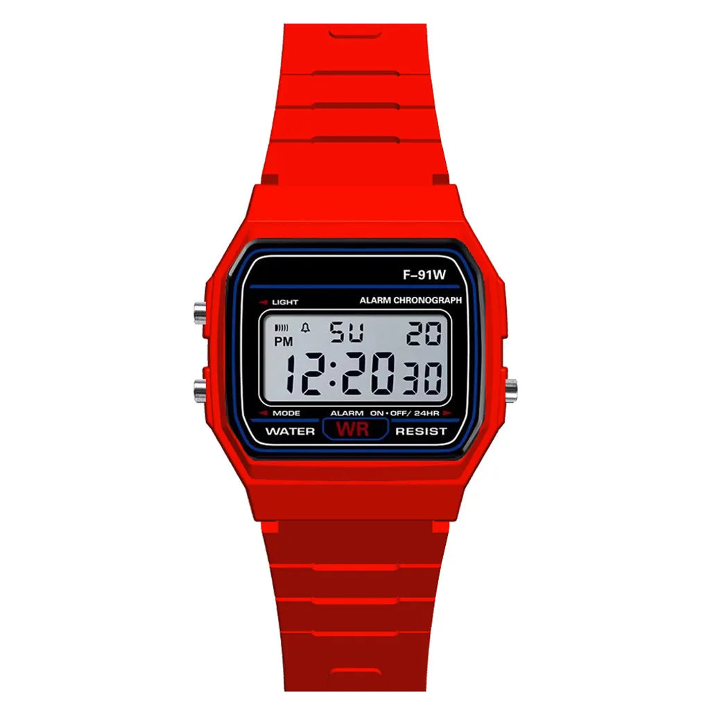 Luxury Men Analog Digital Military Armys Sport LED Waterproof Wrist Children Watch for Kids Bracelet Alarm Women Clock - Red