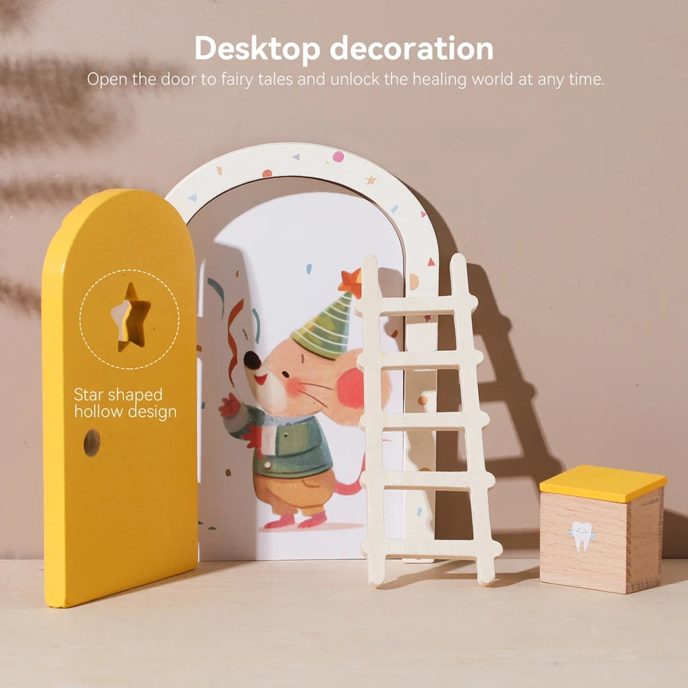 Baby Room Wooden Miniature Dollhouse Mini Home Fairy Elf Door Decorations Wood Wall Ornaments Outdoor Yard Garden Decor Craft