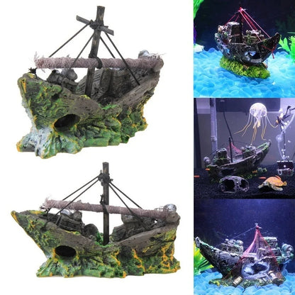 Aquarium Fish Tank Decorations Landscape Pirate Ship Wreck Ship Vintage Resin Design Boat Aquarium Accessories Home Decoratio
