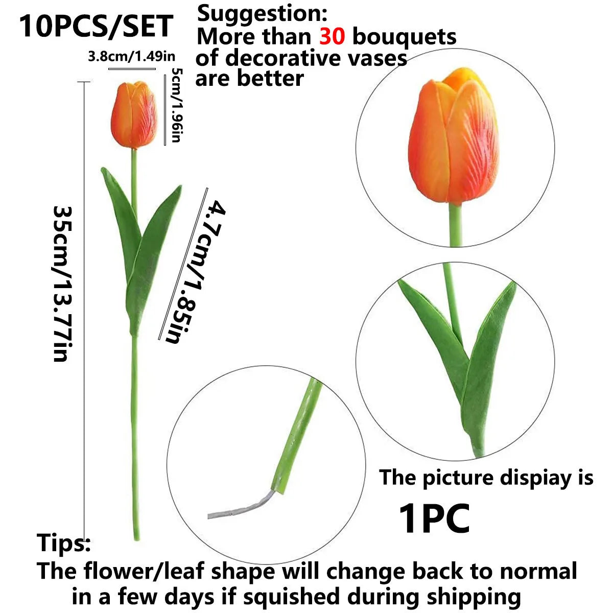 10Pcs Artificial Flower Realistic Touch Tulip Scrapbooking Vase Home Decor Wedding Garden Arch Garland Mother's Day Bouquet d