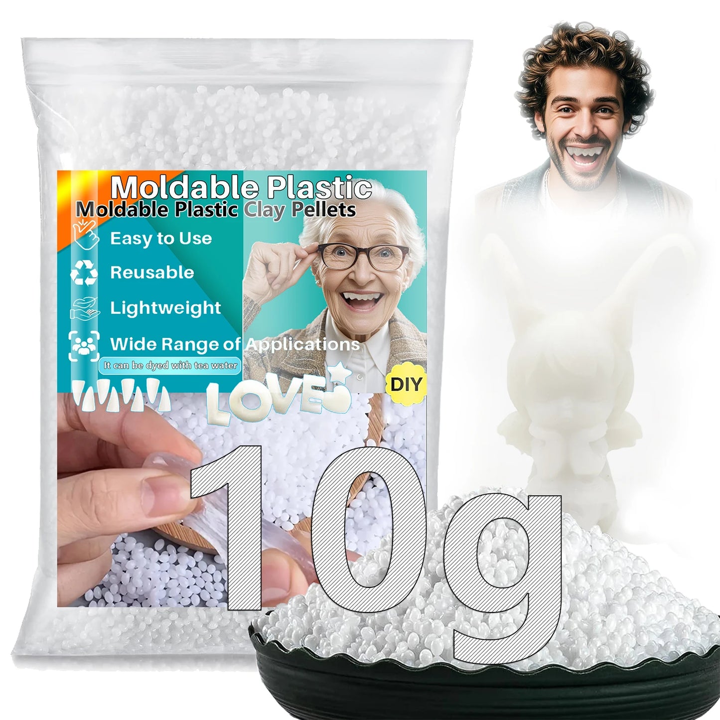 Moldable Plasti - party temporary teeth decoration, thermoplastic bead multi shaped plastic melt reusable hot bead crafts, DI