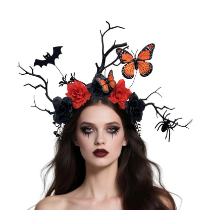 1PC Halloween Gothic Headpiece, Branches/Roses/Butterflies/Bats/Spider, Spooky Festive Hair Decor
