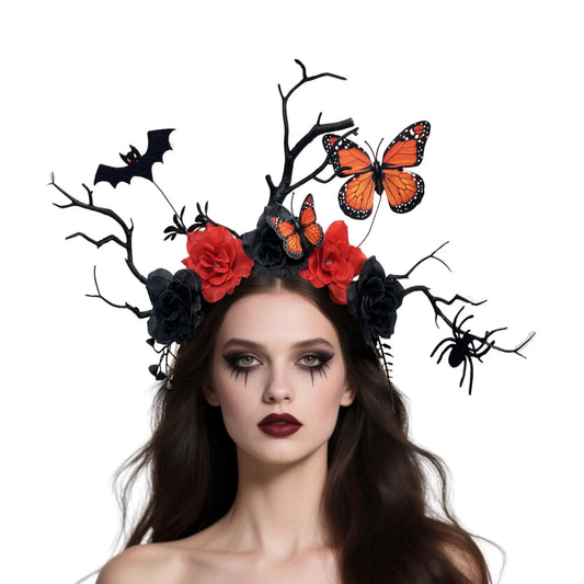1PC Halloween Gothic Headpiece, Branches/Roses/Butterflies/Bats/Spider, Spooky Festive Hair Decor
