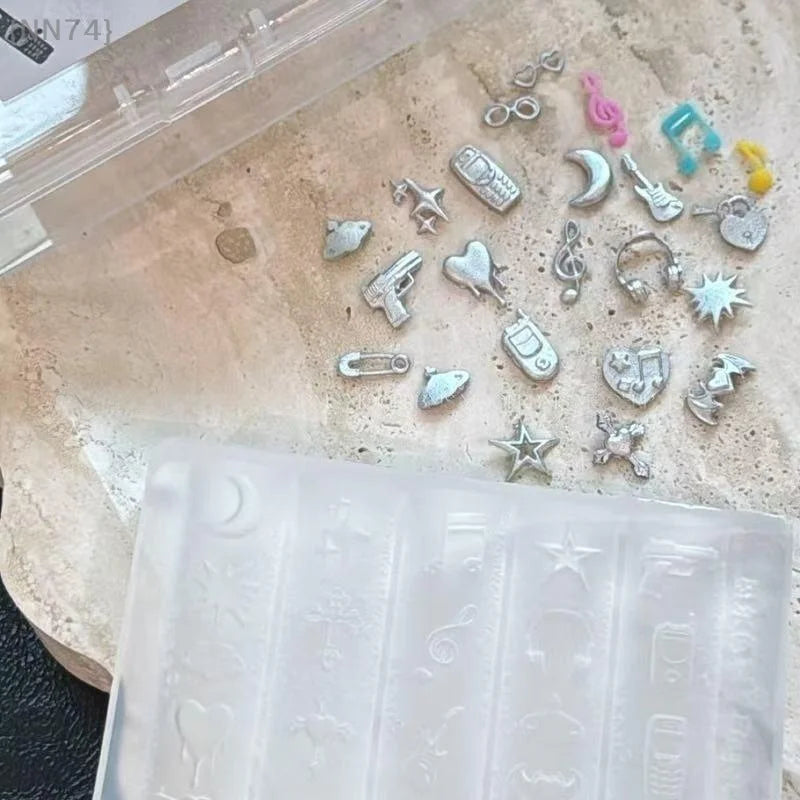 Transparent 3D Silicone Nail Mold – Retro Music/Punk Style, Sweet Cool Mermaid Tail & Shell Templates For Nails & Jewelry Cra