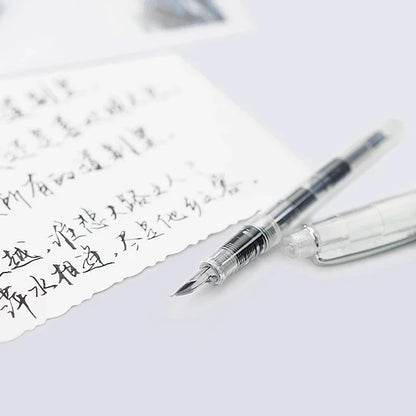 Cute Transparent Fountain Pen 0.5mm Calligraphy Pen Curved Nib Pen for Writing Office School Supplies Student Gift Stationery