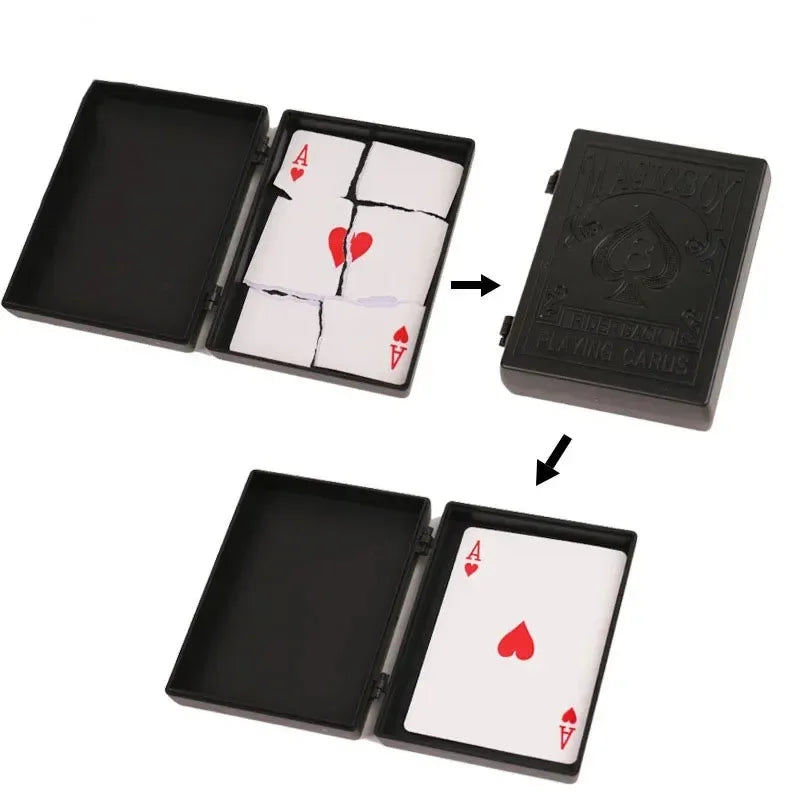 Magic Restoration Box Magic Black Plastic Box Shredded Paper Card Restoration Close-up Magic Beginner Simple and Easy To Lear
