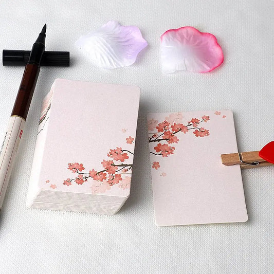 20/40Pcs Blank Greeting Cards, Chinese Style Paper, White Kraft, Small, Floral, DIY Crafts