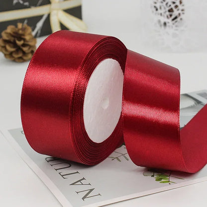 25yards/Roll 40mm Satin Ribbons Crafts Bow DIY Gift Wrap Wine Red Orange Yellow Green Blue Purple Black Gray Gold White Ribbo