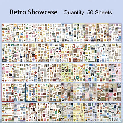 50 Sheets Retro Cartoon Sticker Book Paper Aesthetic Decals for Journaling Scrapbooking Laptop Water Bottle Planner Accessori
