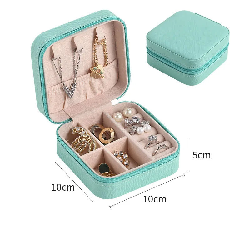 Simple Ins Macaroon Jewelry Box Travel Travel Studs Necklace Ring Jewelry Box, Portable - green