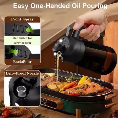 2-in-1 Glass Oil Dispenser & Sprayer - 16oz/470ml Leakproof Olive Oil Sprayer Bottle for Cooking, Air Fryer, BBQ, Baking, Sal