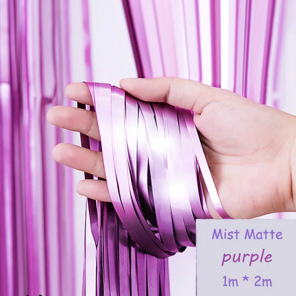 Top Matte Birthday Party Decoration Backdrop Foil Tassel Fringe Curtain Kids Adult Photo Booth Baby Shower Wedding Matte Drap
