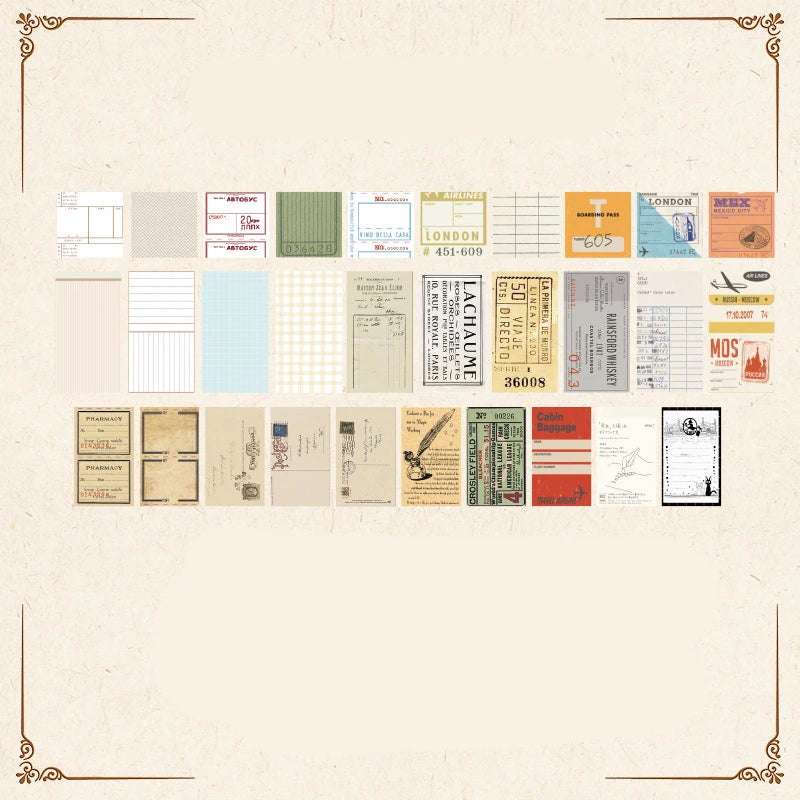 60pcs/pack Retro Letter Handbook Creative Material Paper Flowers Collage Decorative Sticky Notes - D