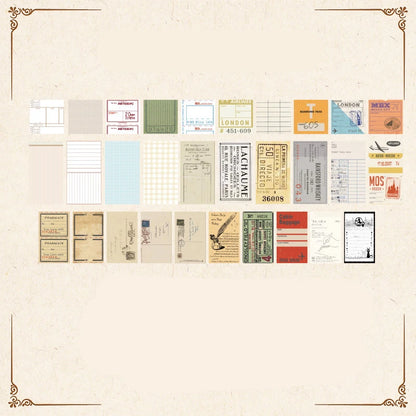 60pcs/pack Retro Letter Handbook Creative Material Paper Flowers Collage Decorative Sticky Notes - D
