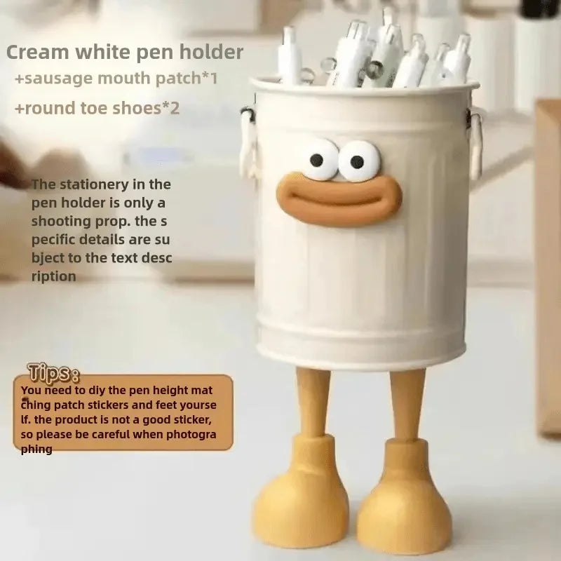1pc Cartoon Personality Pen Holder Set, Desktop Organizer Bucket, Ideal Gift for Home and Study Stationery Storage - 1Pc A