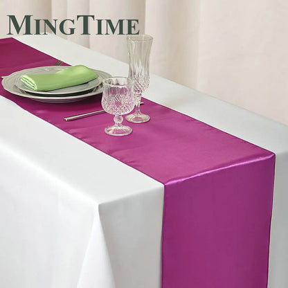 Satin Table Runner 30cm X 275cm Wedding Party Supply Christmas Home Modern Coffee Dining Luxury Table Decoration 12" X 108" -