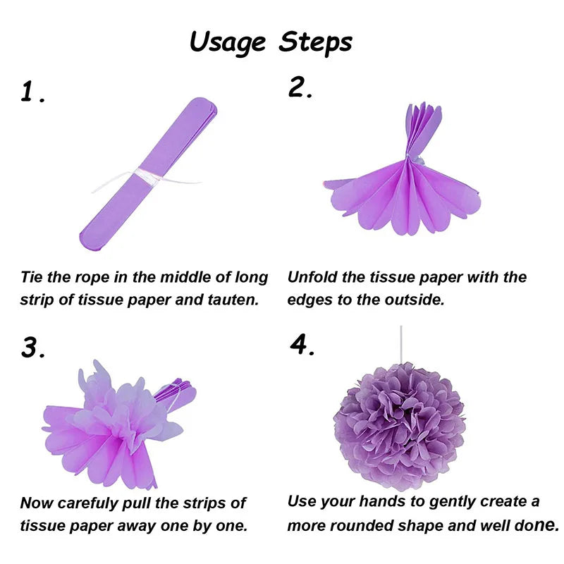 5pcs Wedding Decorative Paper Pompoms Pom Poms Flower Ball Party Home Decor Tissue Baby Shower Birthday Christmas DIY Decorat