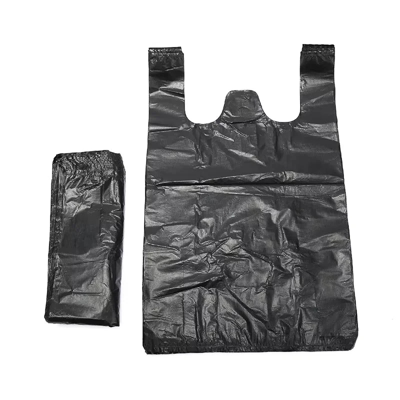 100PCS Black Thickened Plastic Vest Bags - Supermarket Shopping Bags for Takeaway Kitchen Garbage Storage Packing Storage Bag