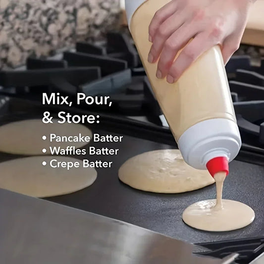 Pancake Batter Dispenser with Wire Whisk for Restaurant Quality Baking - Perfect for Pancakes Cupcakes Muffins & Crepes