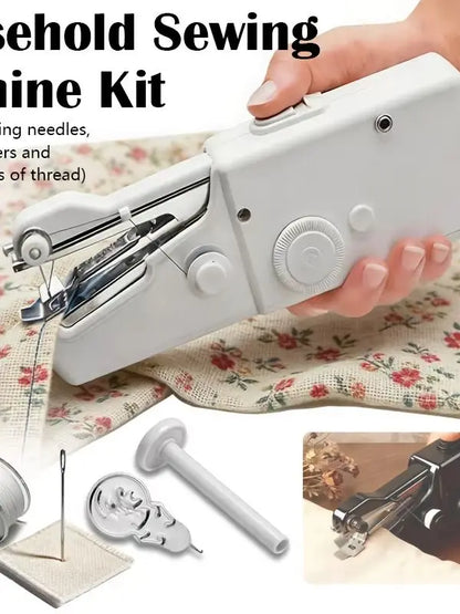 Portable Handheld Sewing Kit – Battery-Powered Fast Sewing for Fabric & Clothes, Includes Needle, Threader, Spools & Samples