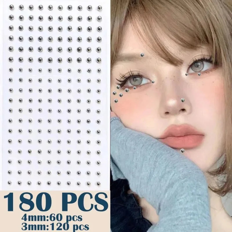Fashion Fake Lip Nail Eyebrow Nose Ring No Piercing Lip Nails Sticker Selfadhesive Waterproof Reusable Body Belly Button Jewe