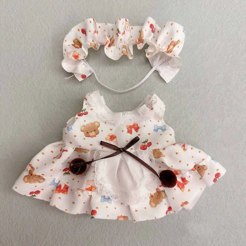 20cm Cotton Doll Clothes With Headwear Bow Headband Accessories Plush Dolls Dresses Skirt Decoration for EXO Idol Doll Access