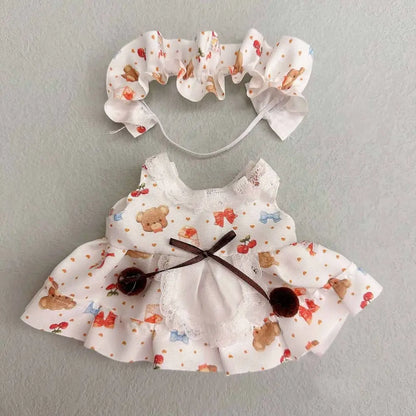 20cm Cotton Doll Clothes With Headwear Bow Headband Accessories Plush Dolls Dresses Skirt Decoration for EXO Idol Doll Access