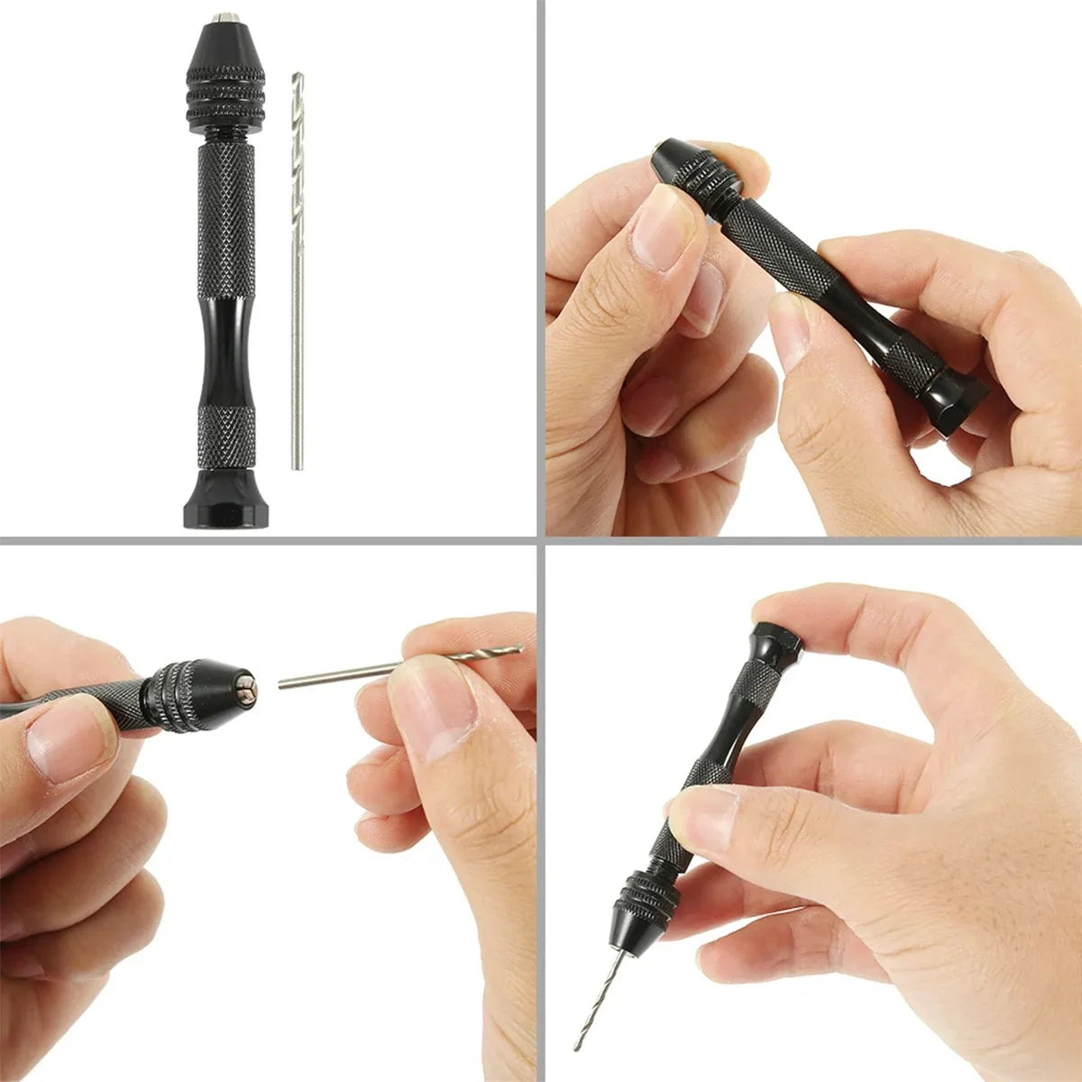 49pcs 0.2-3.4mm Hand Drill Set Mini Aluminum Hand Drill Bit Jewelry Craft Hand Manual Drill Woodworking Tools Drill Bit