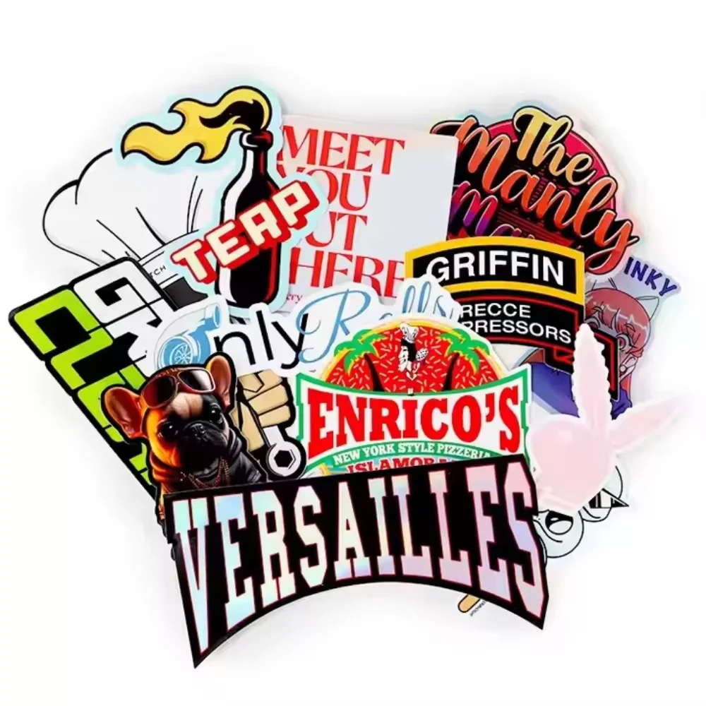 100pcs Custom Sticker Your Logo Text Tag PVC Label Vinyl Waterproof Computer Luggage Self Adhesive Personalized Die Cut Stick