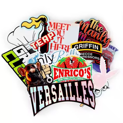 100pcs Custom Sticker Your Logo Text Tag PVC Label Vinyl Waterproof Computer Luggage Self Adhesive Personalized Die Cut Stick