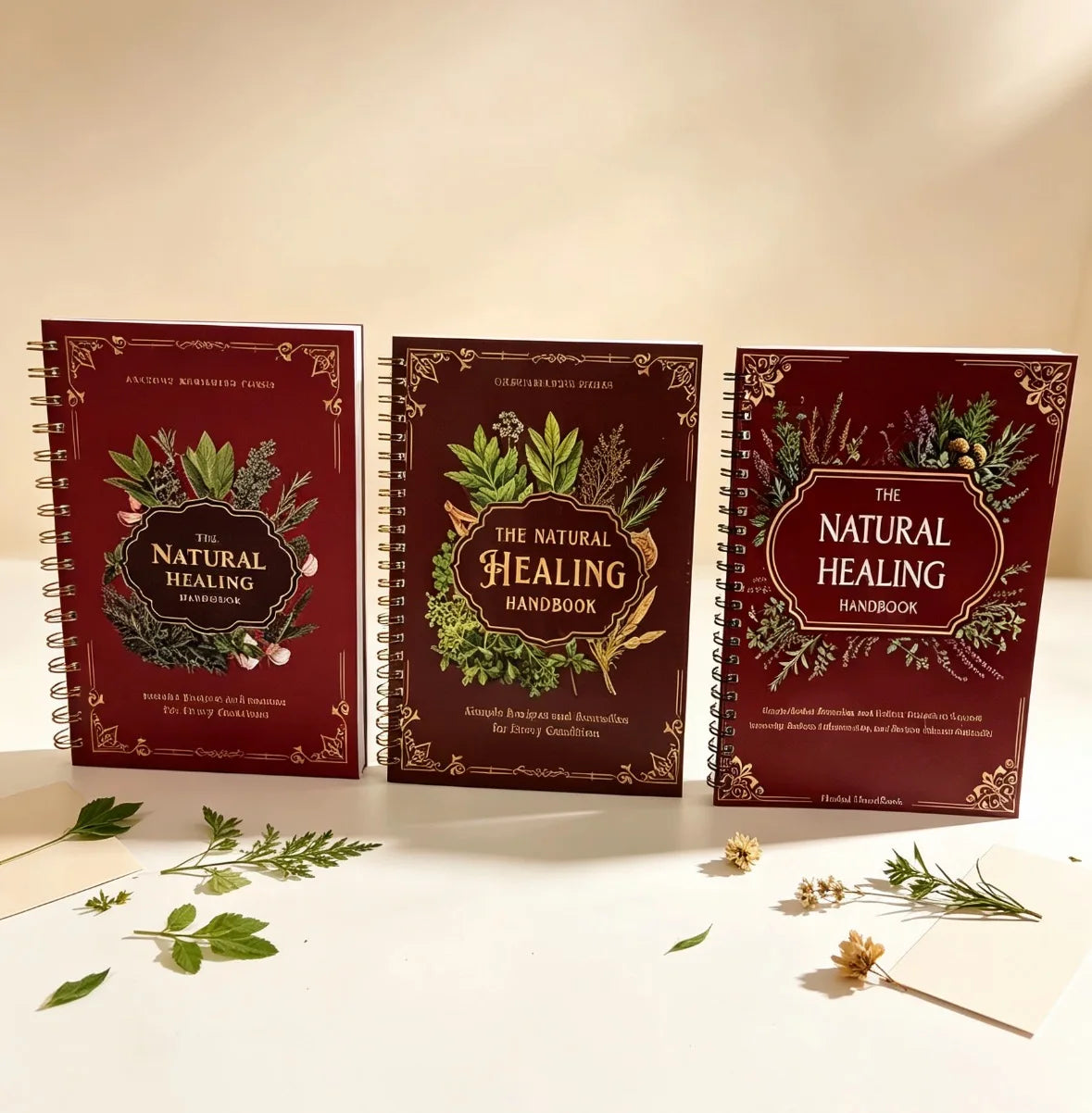 The Natural Healing Handbook, 3‑Version Herbal Natural Remedies Guide Book, Holistic Wellness Home Treatment Recipe Book