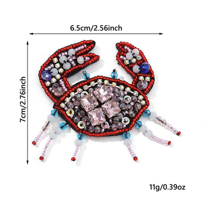 3D Marine Animal Patches Seahorse Crab Beaded Patches Starfish Handmade Cartoon Patches For DIY Craft & Cloth Decoration