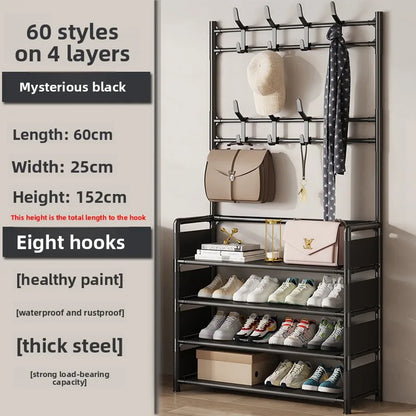 Multi-layer Door-mounted Shoe Hat Rack - Simple Assembly Household Integrated Multi-functional Storage Cabinet for Home Use -