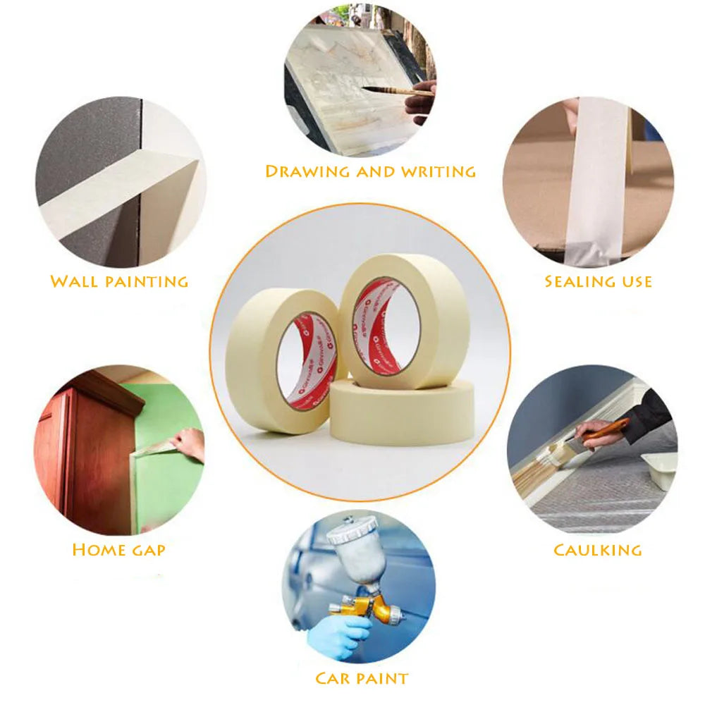 1PC 20M Low Viscosity Masking Tape White 6mm-50mm Single Side Tape Adhesive Crepe Paper for Oil Painting Sketch Drawing Suppl
