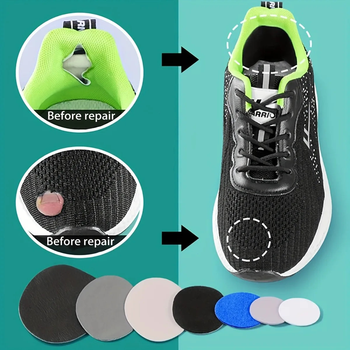 6 Pcs Self-Adhesive Shoe Patches, Strong Waterproof Repair for Holes, Fabric, Mesh, Invisible Shoe Fix, Seamless Shoe Repair
