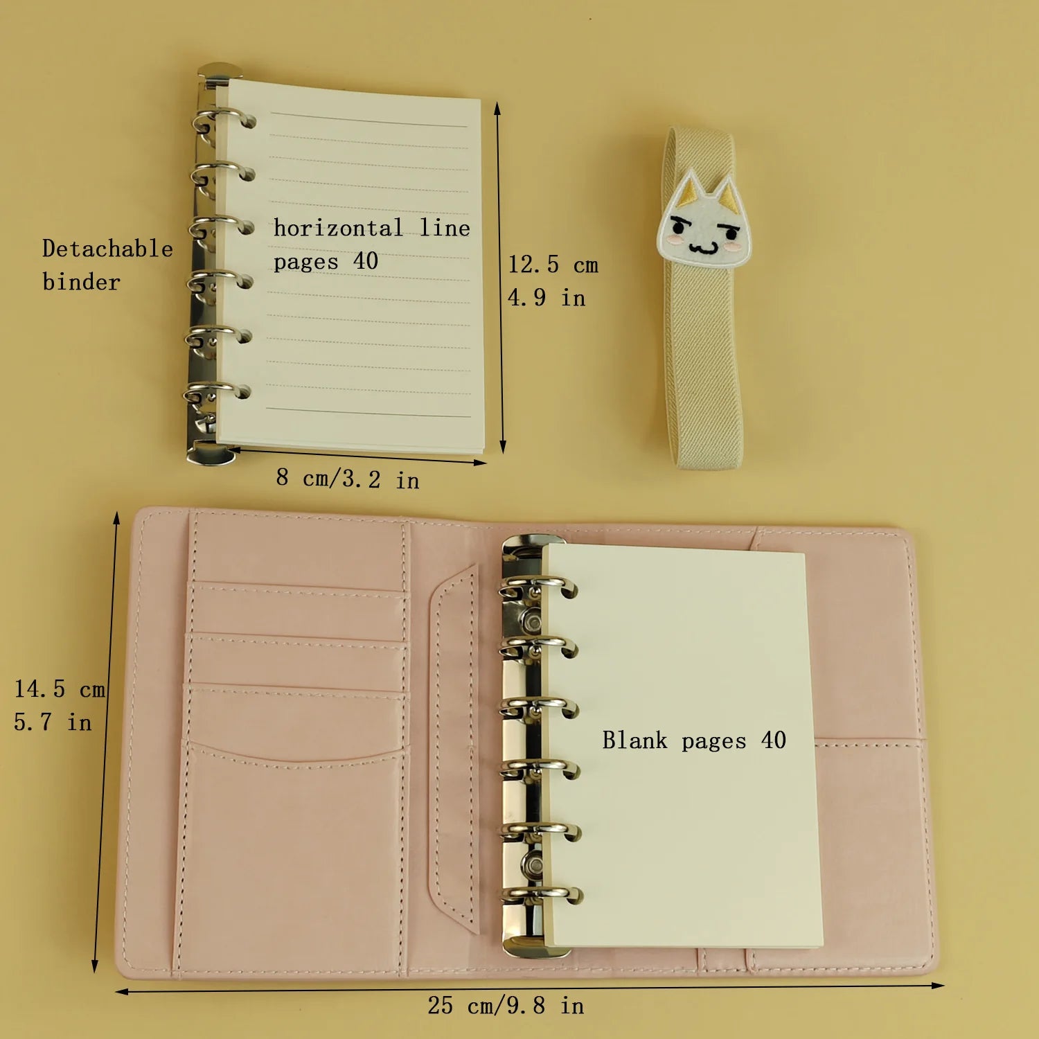 2 Binders A7 Notebook Detachable Loose-Leaf Dark Brown Notepad Portable Faux Leather Schedule Planner, With 80 Pages - notebo