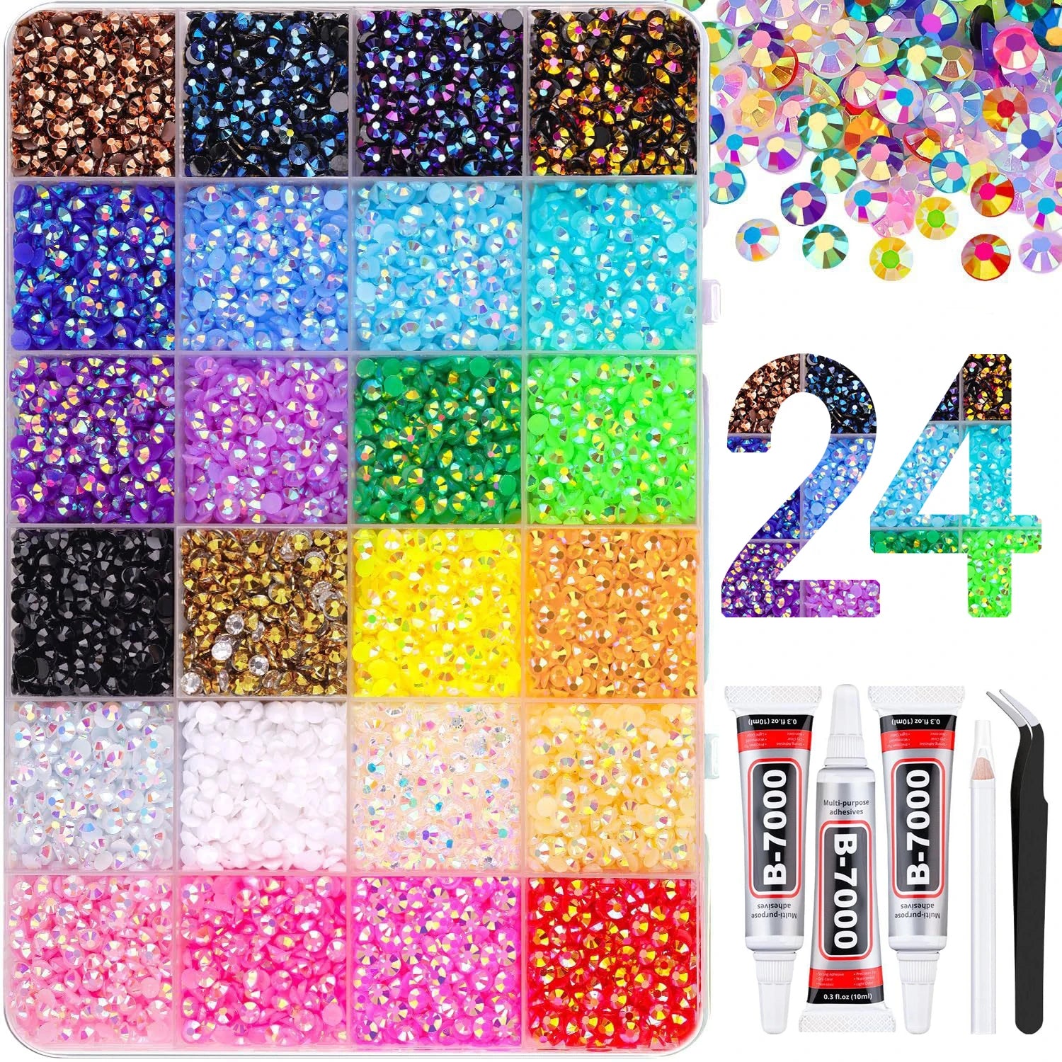 Resin Jelly Rhinestones Bedazzling Kit Flatback Crystals Flatback Gems for Diamond Art Diamond Art Kits for Adults - 24 Color